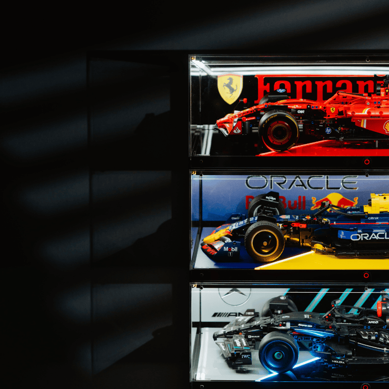 LED Display Case Set for LEGO F1 Race Cars