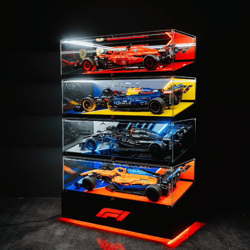 LED Display Case Set for LEGO F1 Race Cars