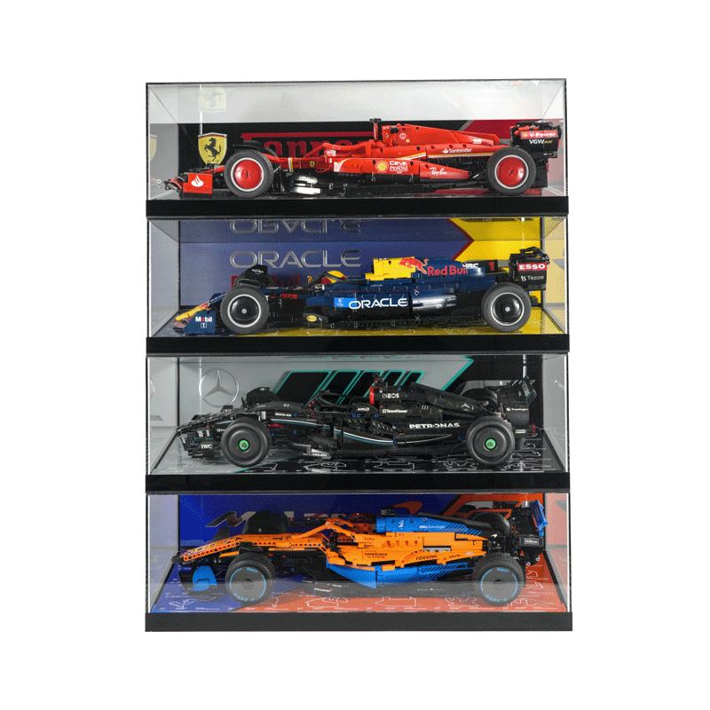 LED Display Case Set for LEGO F1 Race Cars
